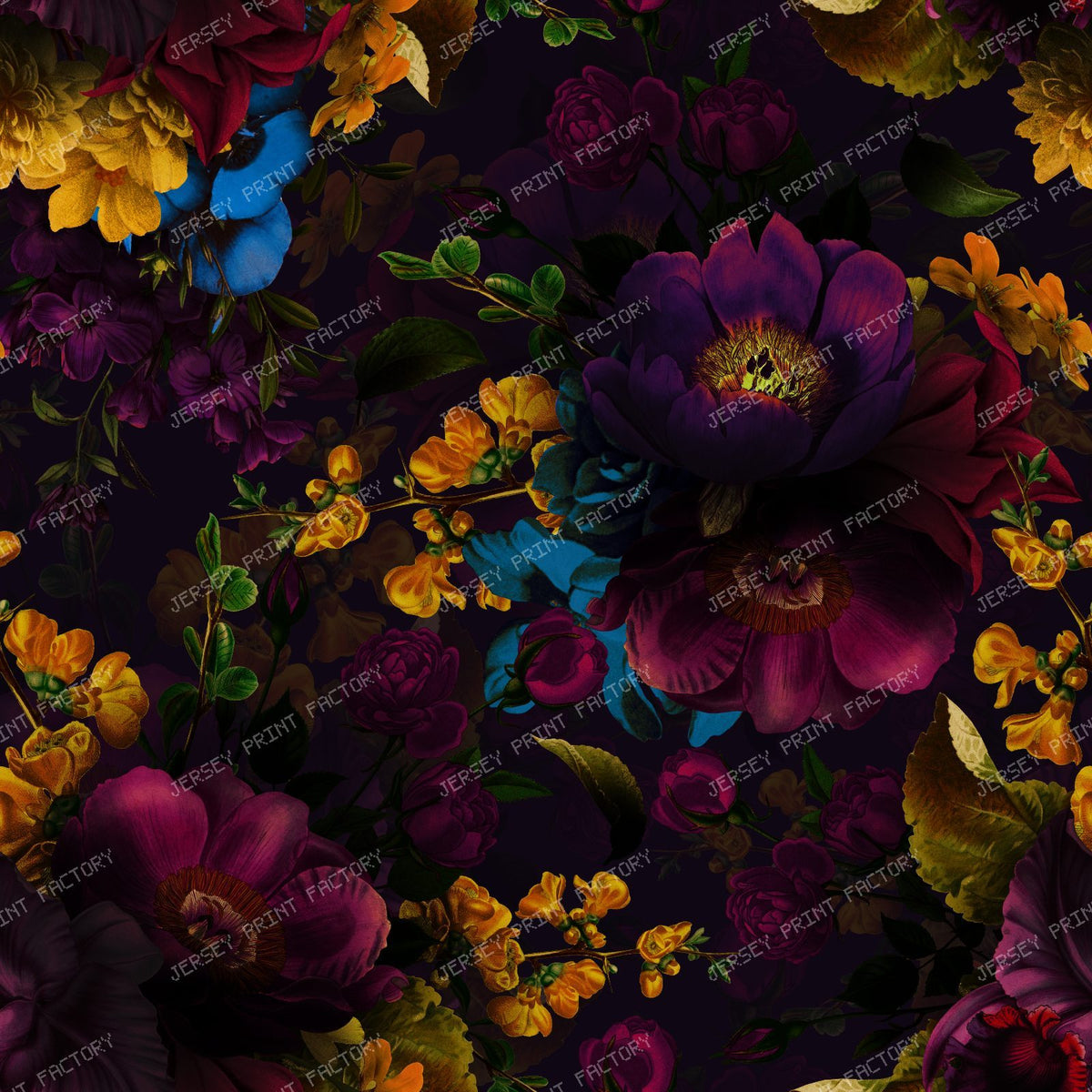 Golden Yellow and Purple Roses – Vintage Victorian Grandmillennial Romance - Black