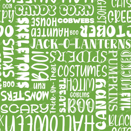 Halloween Word Cloud Sayings White On Green