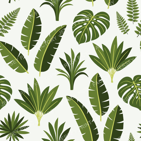 Tropical Leaves Moss Green Fabric