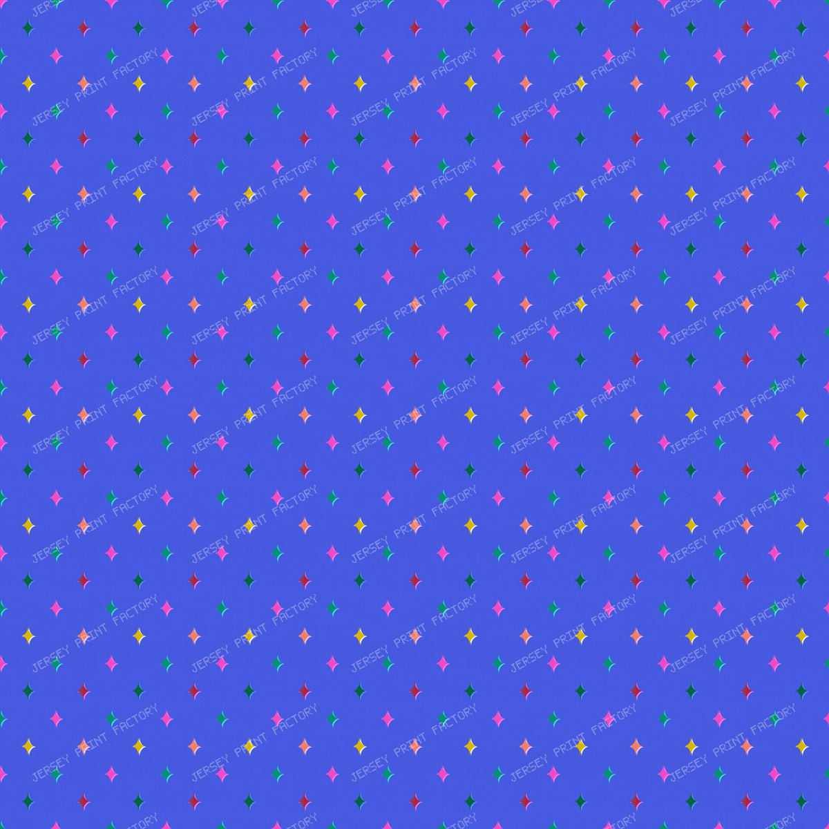 Colourful sparkle stars on Bright Blue