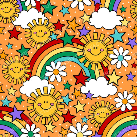 Sunshine And Rainbows Happy Sky Doodles Orange