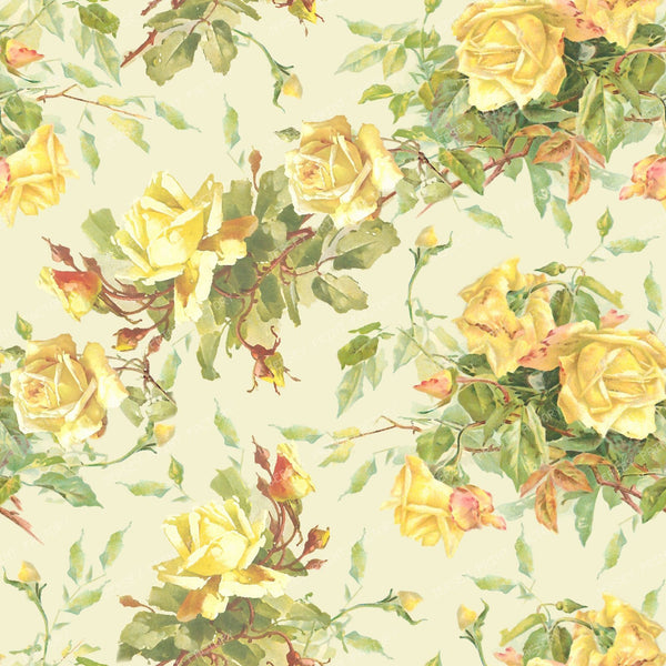 A Grandmillennial Garland of Yellow Roses On Mocha Mousse Brown — Cream Puff