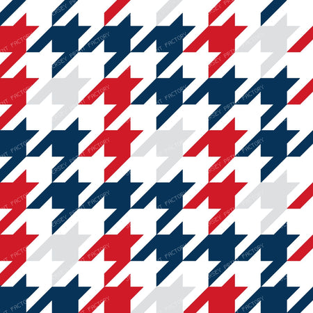 Houndstooth in Red Navy and Silver