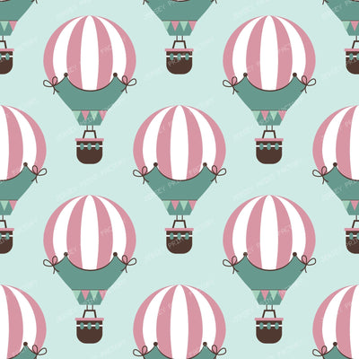 Hot Air Balloons, Flags, Ribbon, Bow, Basket, Polka Dots — Green 2