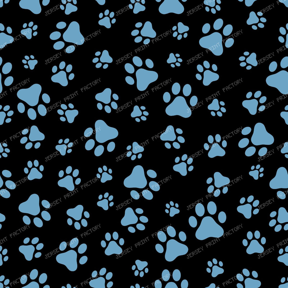Pattern Of Paws, Dog Paws, Black and White — Blue 6