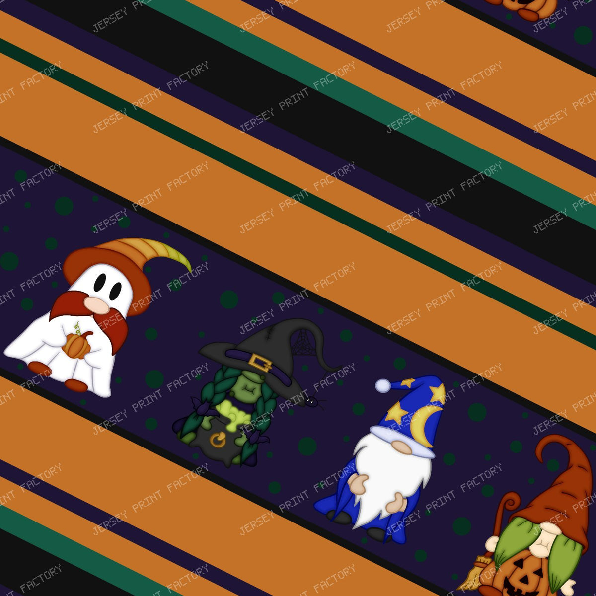 Gnome-o-Ween Stripes (Small) — Green on Purple