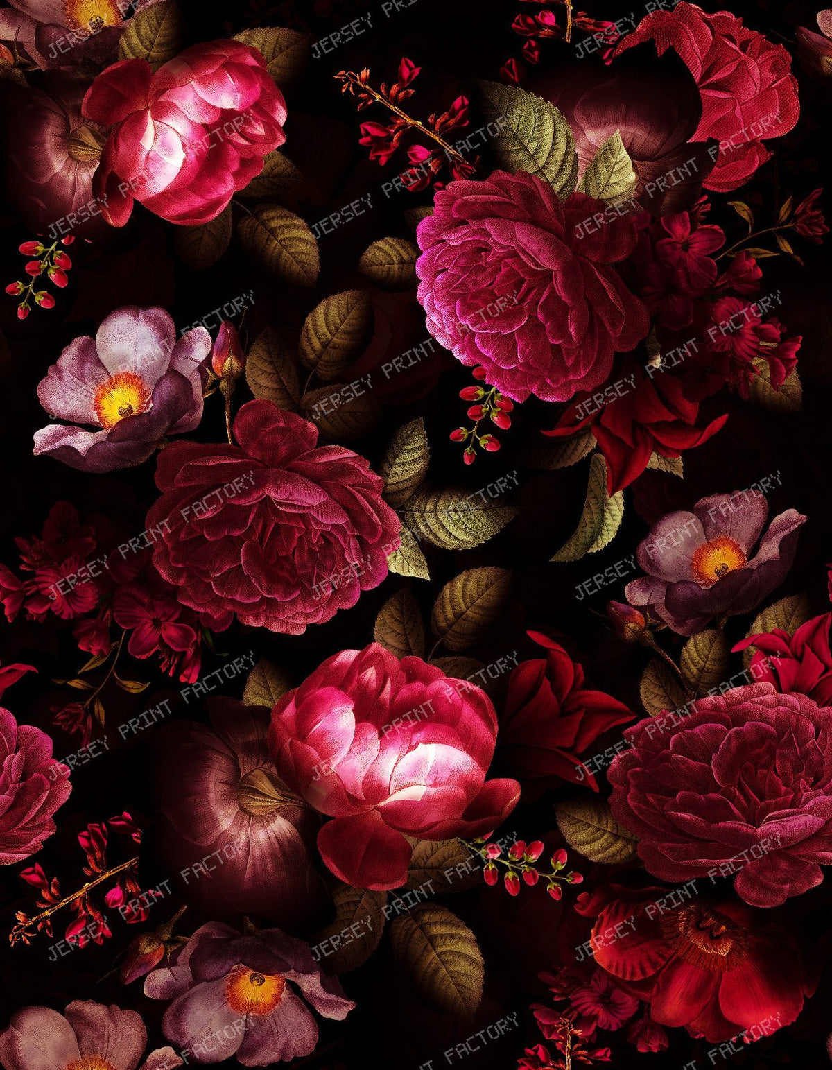 Dark Plum and Fuchsia Blooms – Red