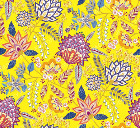 Modern Contemporary Chintz Floral Yellow