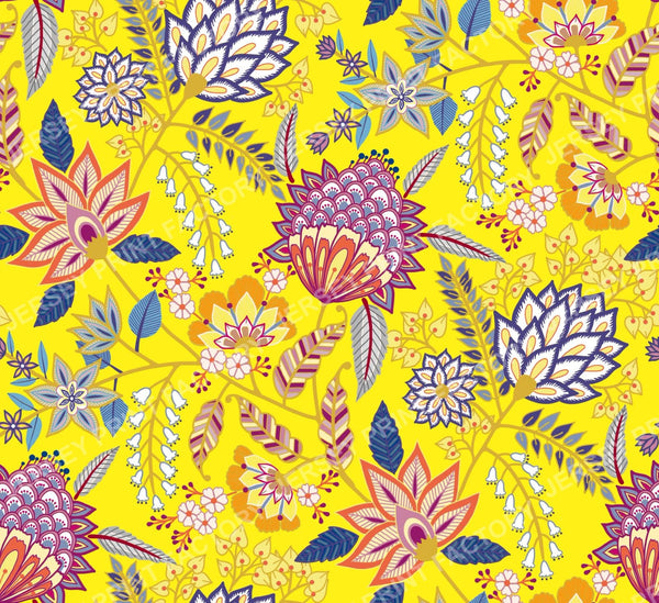 Modern Contemporary Chintz Floral Yellow