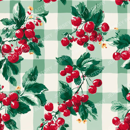 Cherry on Green Plaid