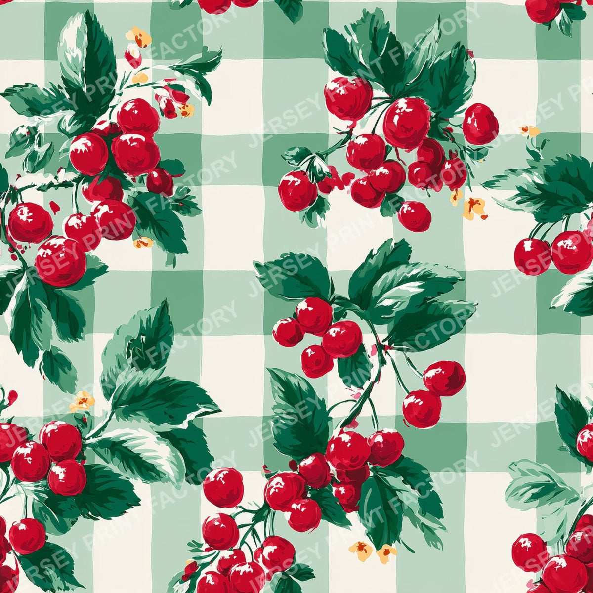 Cherry on Green Plaid