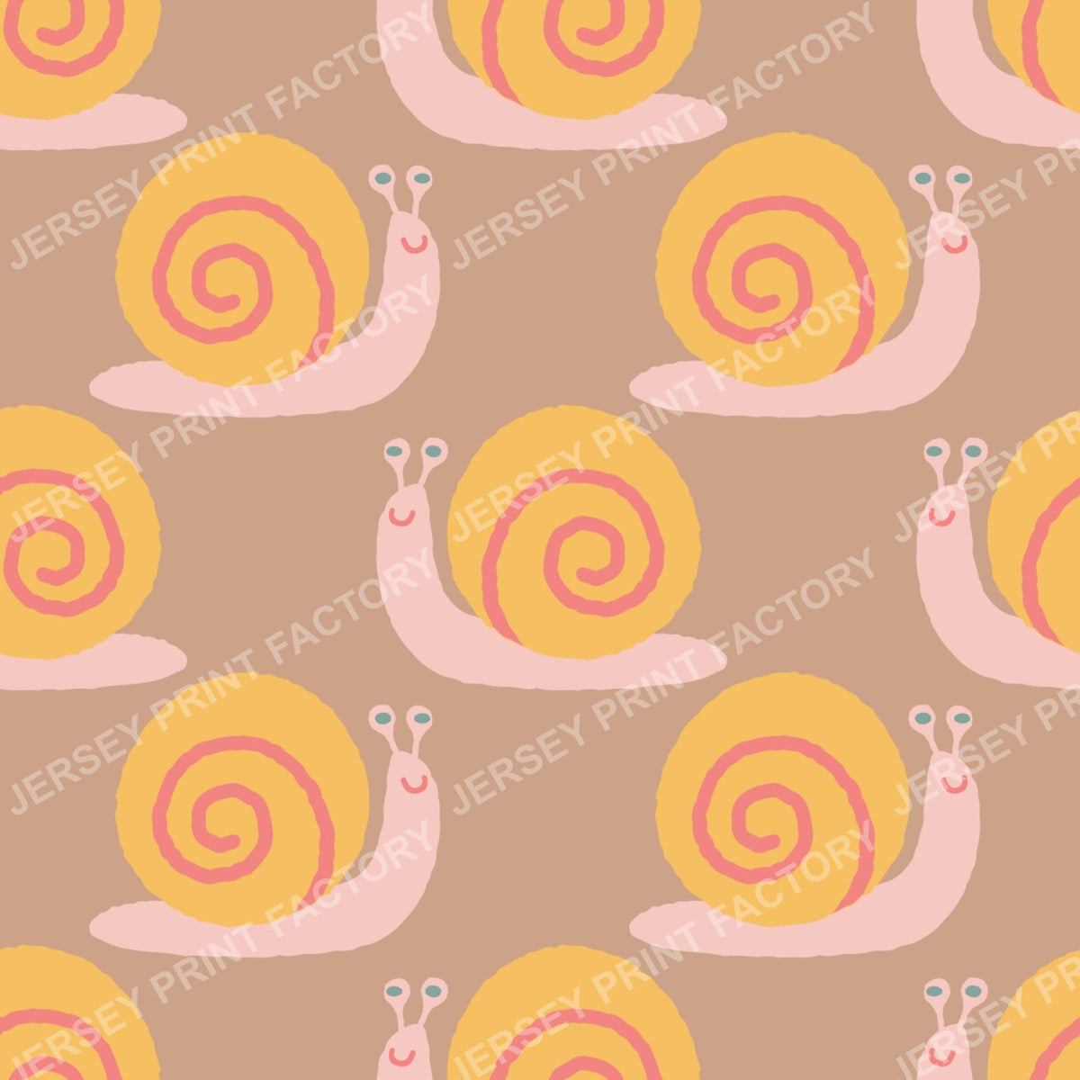 Cute Snail pattern for Baby Nursery and Kids Room. Dark beige