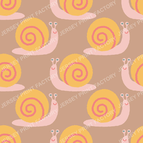 Cute Snail pattern for Baby Nursery and Kids Room. Dark beige