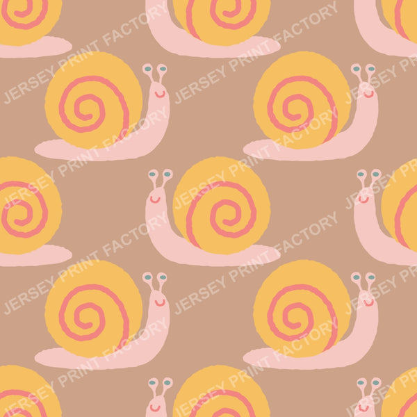 Cute Snail pattern for Baby Nursery and Kids Room. Dark beige