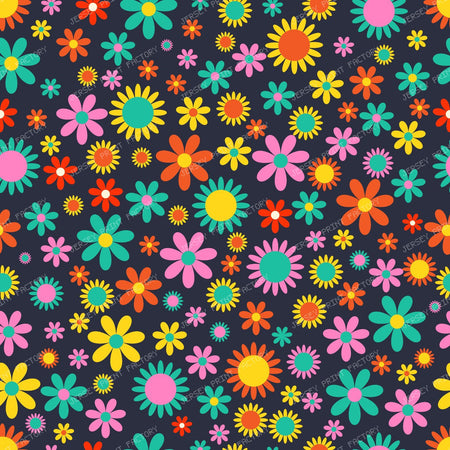 Colorful Flowers, Retro Flowers, Floral Pattern — Colorful 22