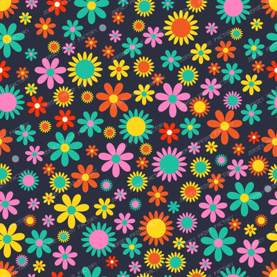 Colorful Flowers, Retro Flowers, Floral Pattern — Colorful 22