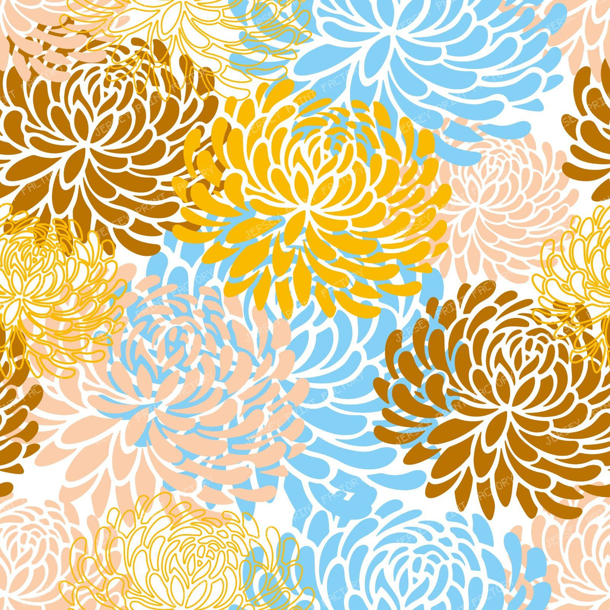 Blue Dahlia, Brown Dahlia, Floral Pattern, Dahlia Pattern — Colorful 3