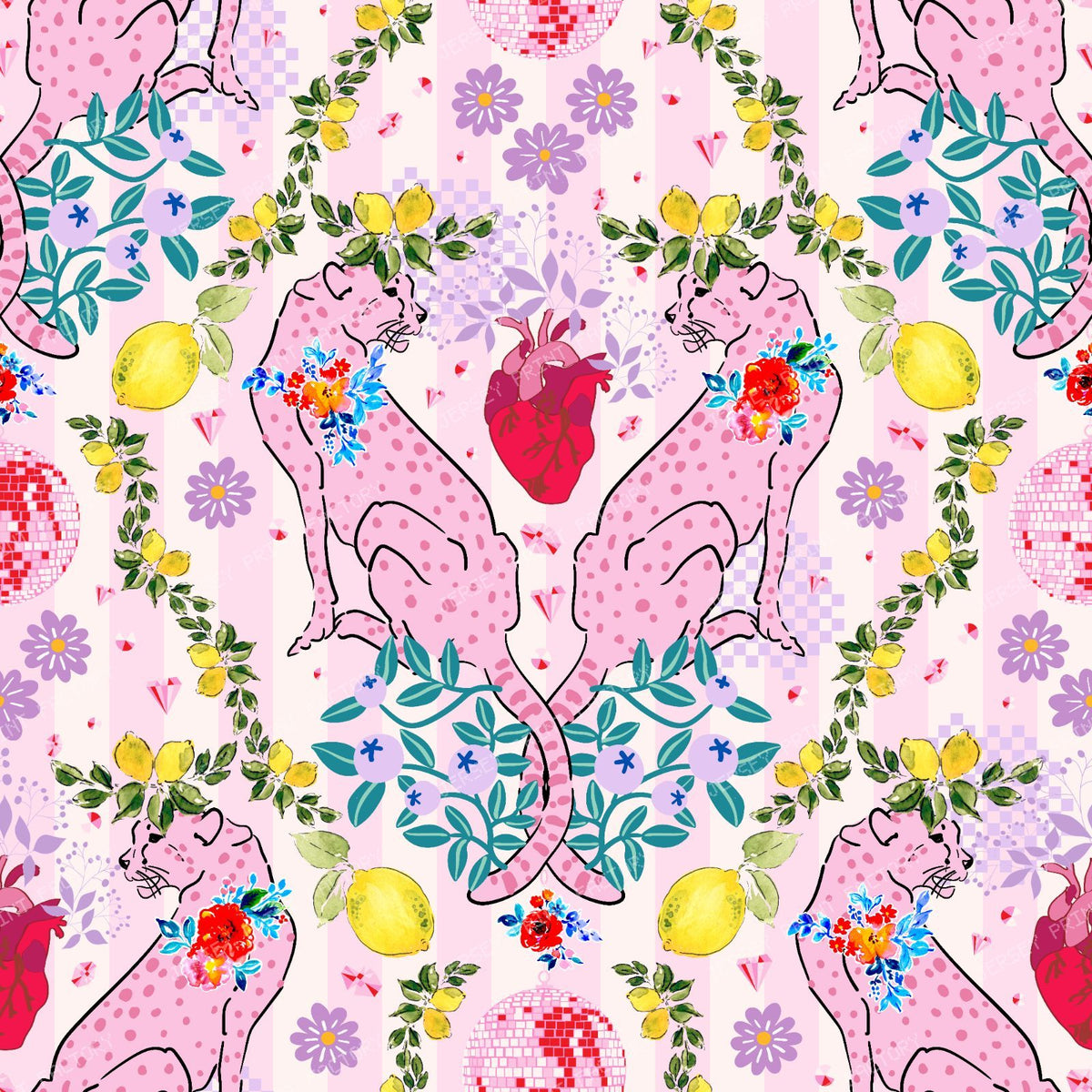 Surreal Jaguar Garden — Blush Pink