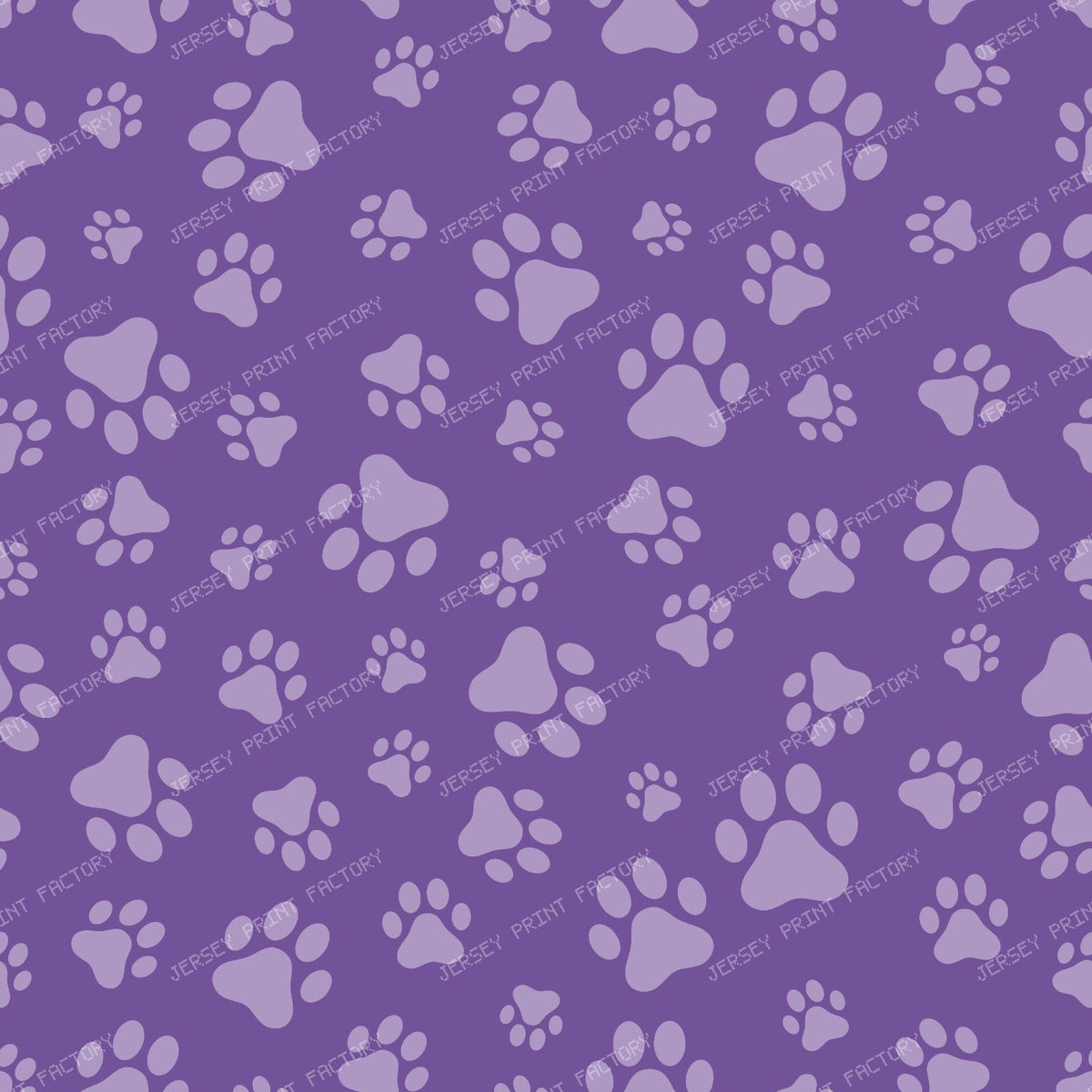 Pattern Of Paws, Dog Paws, Black and White — Purple 1