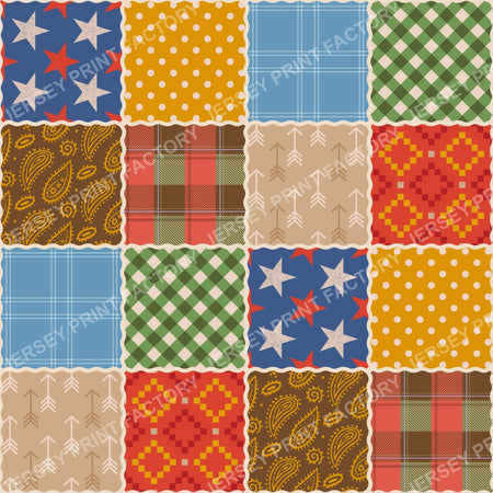 Country Patchwork Pattern. Rustic Quilted Farmhouse Vintage Blocks.