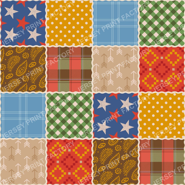 Country Patchwork Pattern. Rustic Quilted Farmhouse Vintage Blocks.