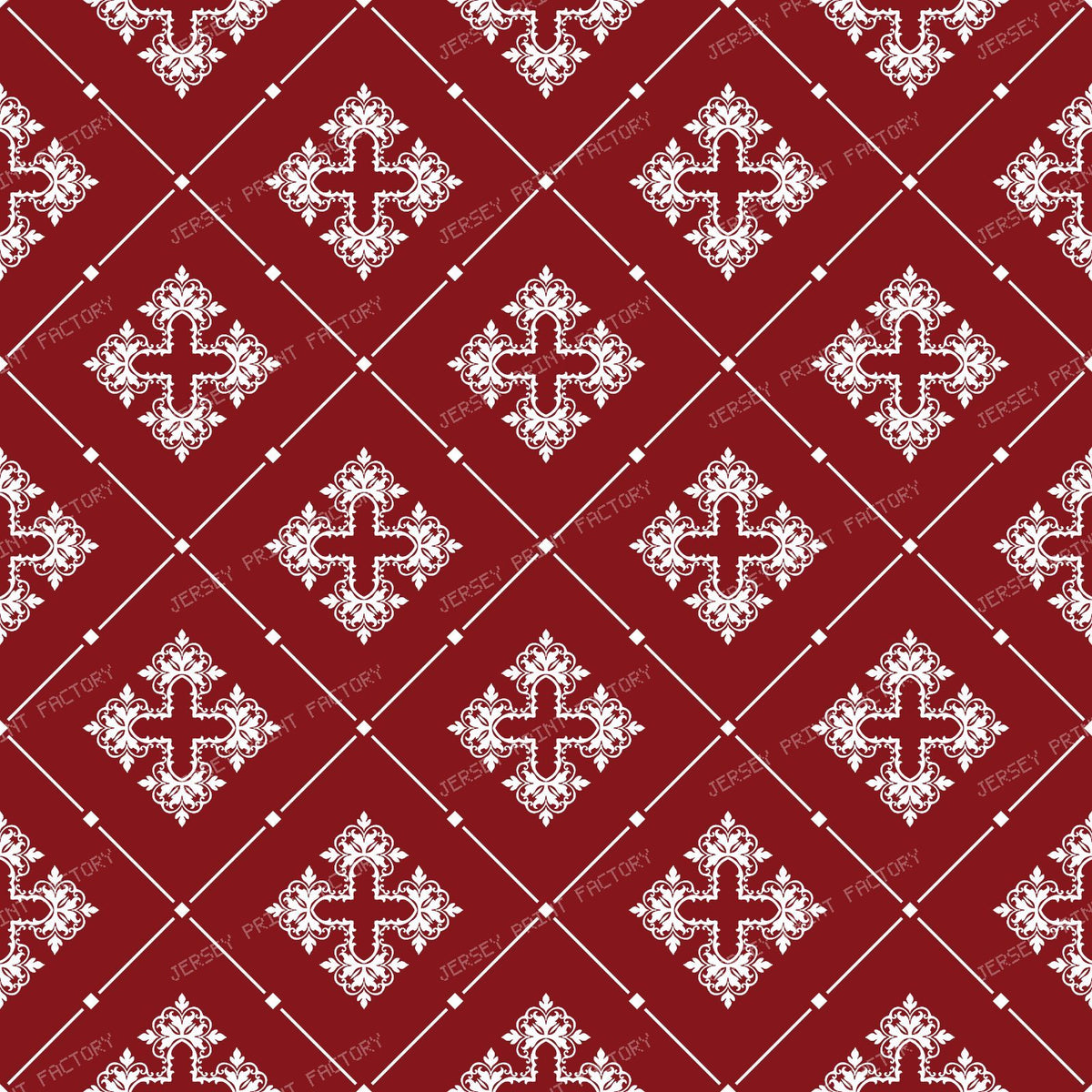 Black And White Damask, French Damask, Baroque Pattern — Red 2