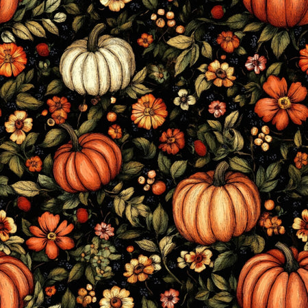 Autumn Pumpkin Floral Pattern