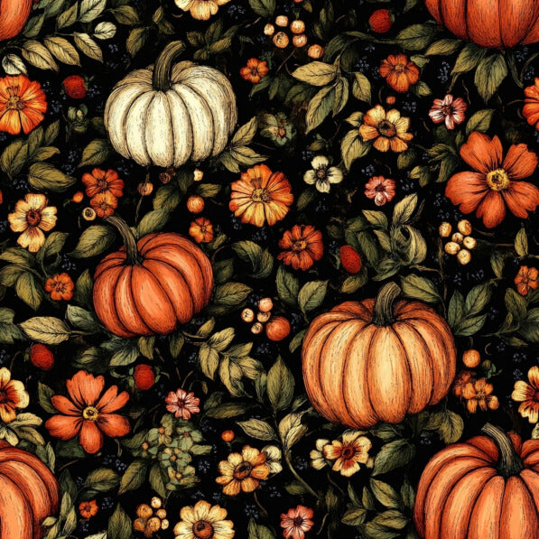 Autumn Pumpkin Floral Pattern