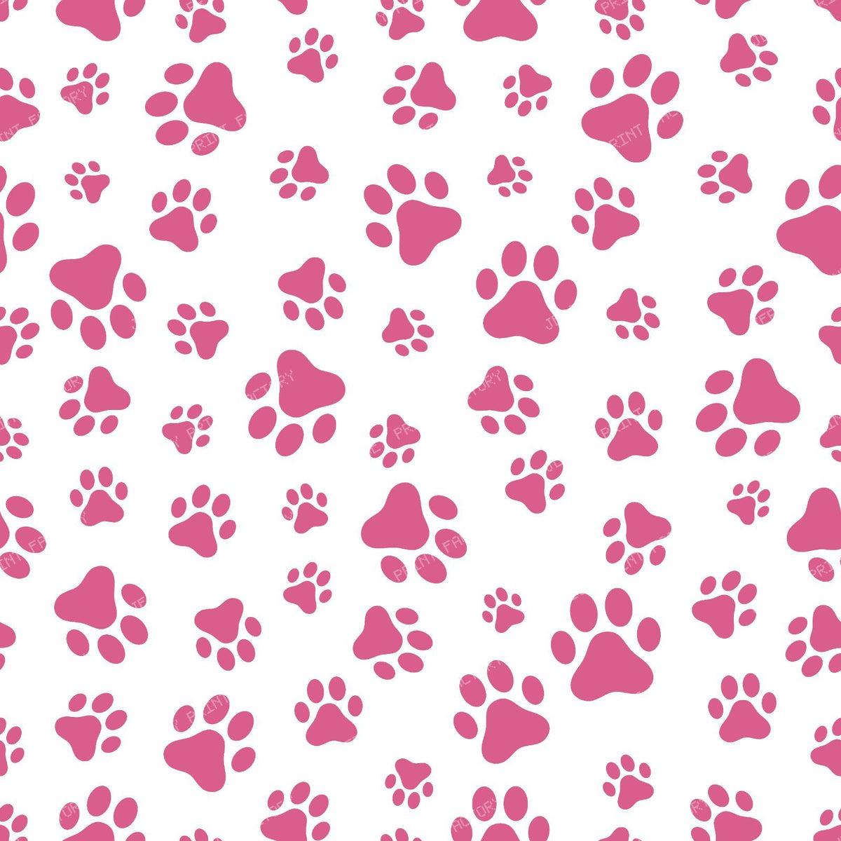 Pattern Of Paws, Dog Paws, Black and White — Pink 2