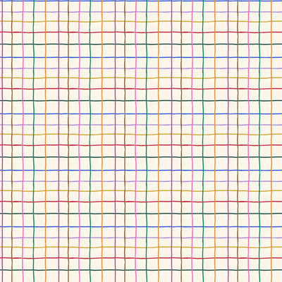 Colorful Hand Drawn Windowpane on Cream
