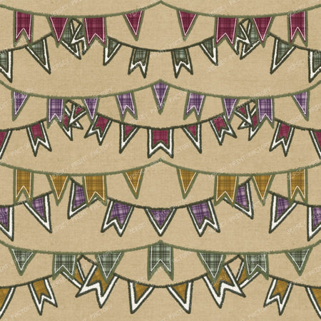 Plaid Harvest Festival Bunting Flags/ Old Harvest Lane Burlap Tan