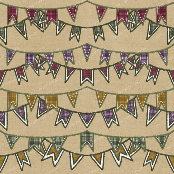 Plaid Harvest Festival Bunting Flags/ Old Harvest Lane Burlap Tan