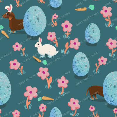Easter egg hunt, sausage dog and bunny rabbit - purple — Teal