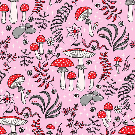 Toadstool Thicket — Red on Pink