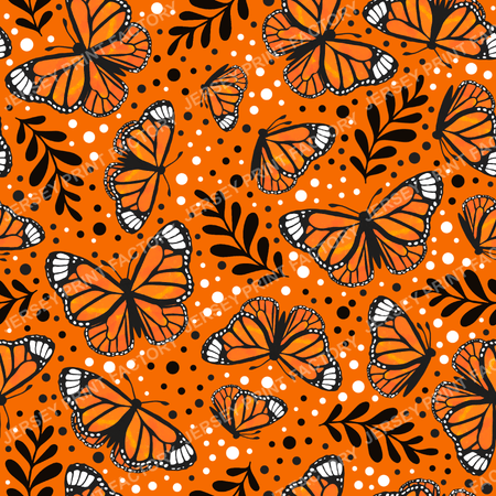 Orange Monarch Butterfly Floral