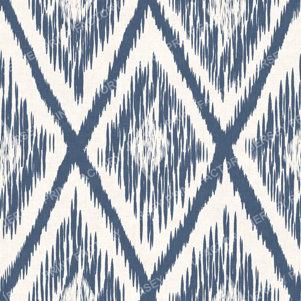 Indigo blue and white Ikat Diamond Minimalist Geometric