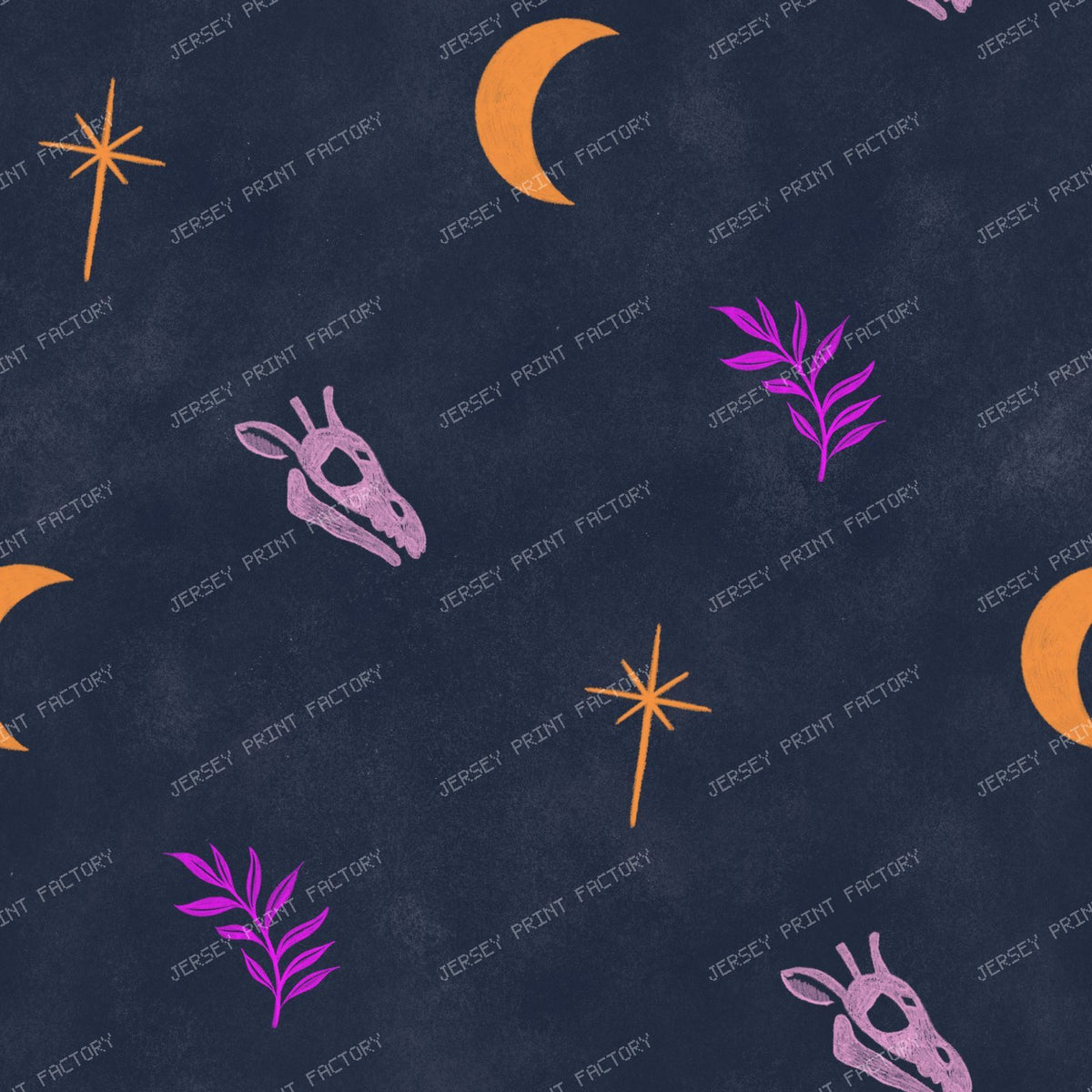 Giraffe Skull Blender Minimal Celestial Fossil Pattern on Black Background — Pink and orange on navy
