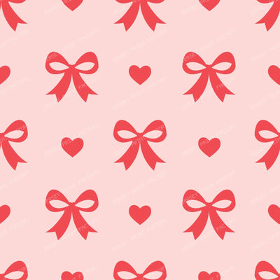 Bow Pattern, Coquette Bow, Ribbon, Cute Bow, White Bow, Hearts, Black — Pink and Red