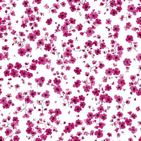 Tiny Pink Floral on White