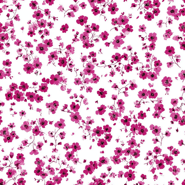 Tiny Pink Floral on White