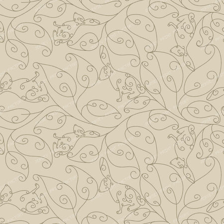 Art Deco Trailing Vine Bunnies in Tan and Beige