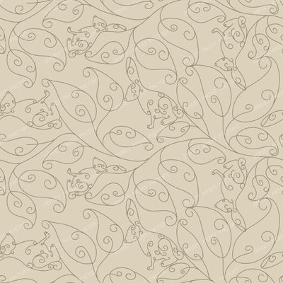 Art Deco Trailing Vine Bunnies in Tan and Beige