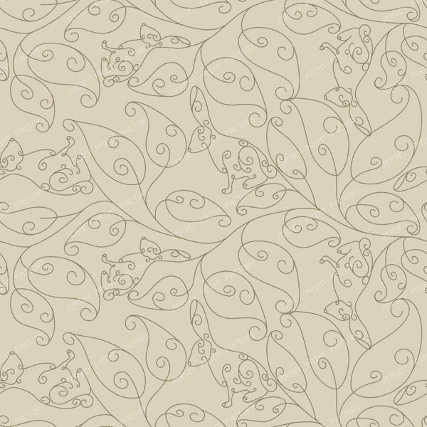 Art Deco Trailing Vine Bunnies in Tan and Beige