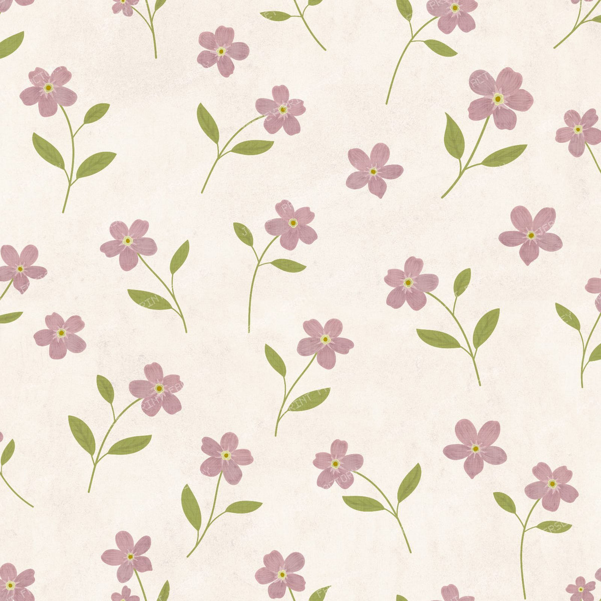 Hand Painted Blue Forget Me Not Floral Pattern — Pink Flower