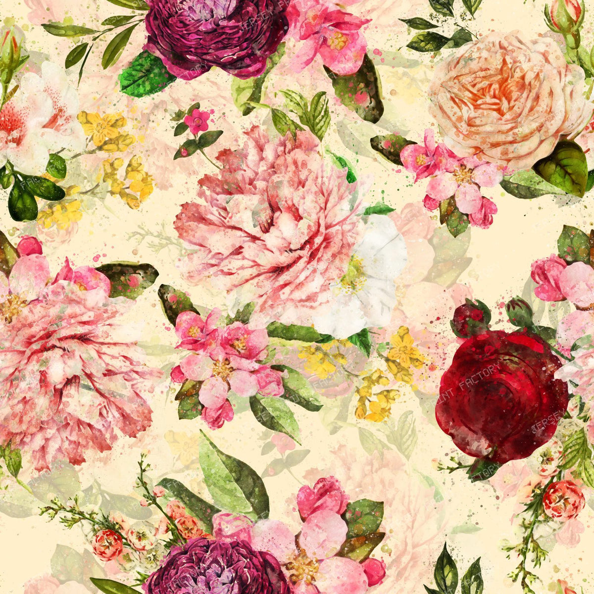 Romantic Heritage Rose Garden with Grandmillennial Vintage Maximalist Charm-Yellow