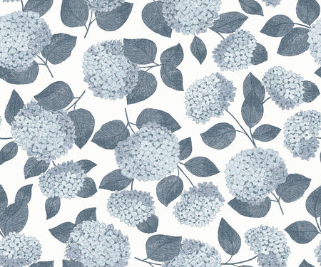 Blue Hydrangea Floral Coastal Grandma Cottage - Light Blue and Green — Dusty Blue