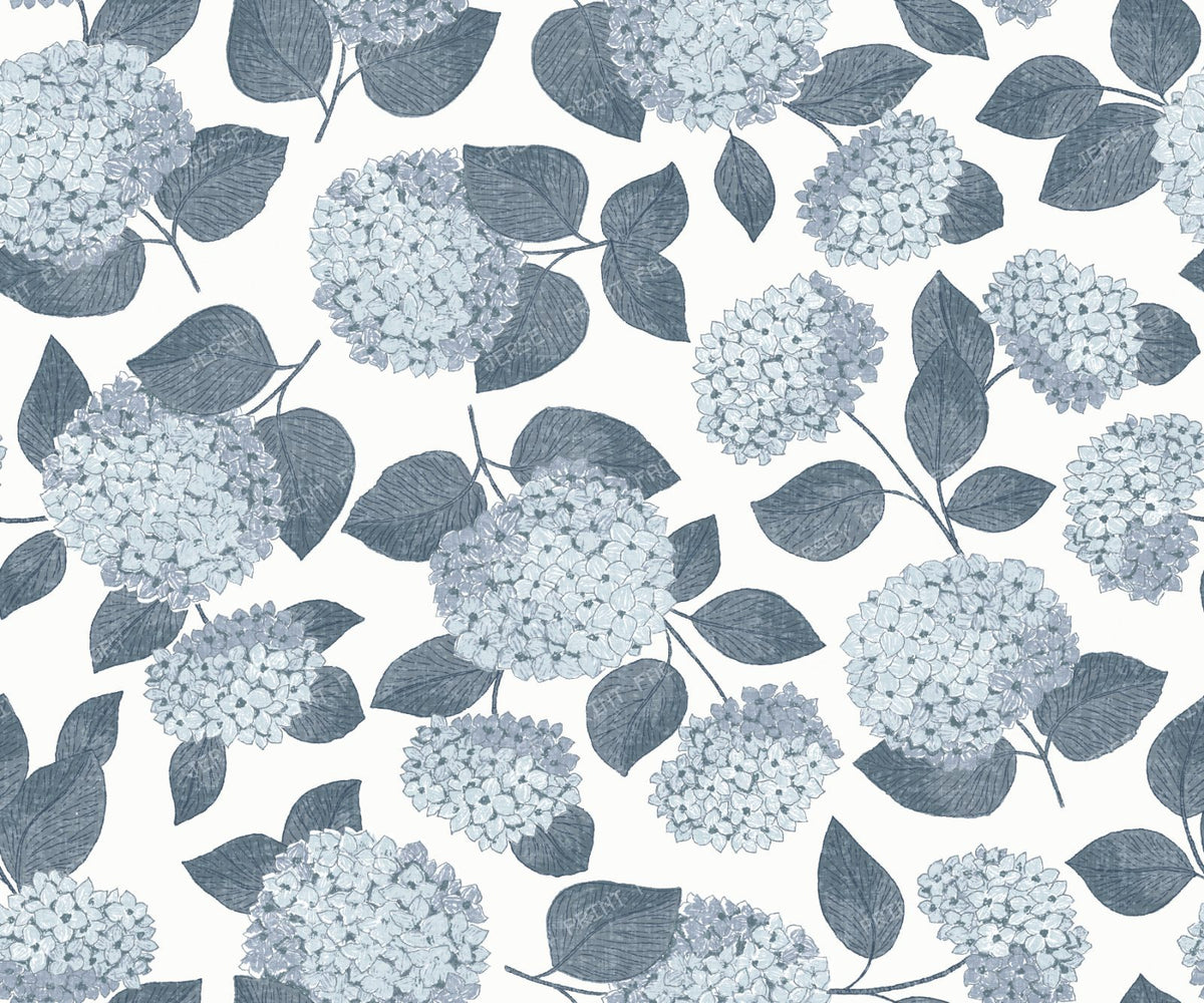 Blue Hydrangea Floral Coastal Grandma Cottage - Light Blue and Green — Dusty Blue