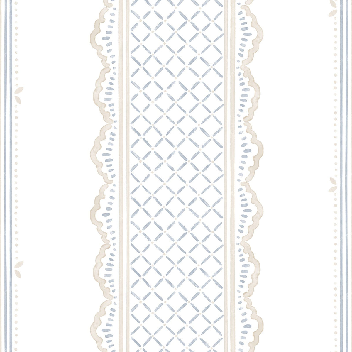 Lace Stripe Lattice French Country Cottage - Yellow Gray and White — Blue and Beige