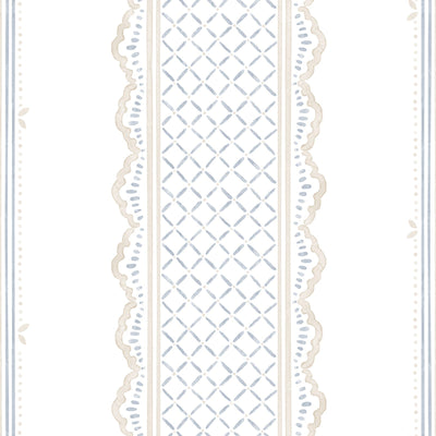 Lace Stripe Lattice French Country Cottage - Yellow Gray and White — Blue and Beige