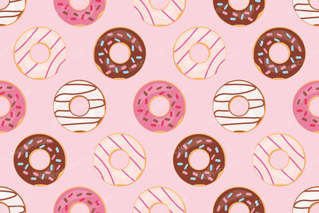 Donut Pattern, Pink Donuts, Brown Donuts, White Donuts, Sprinkles